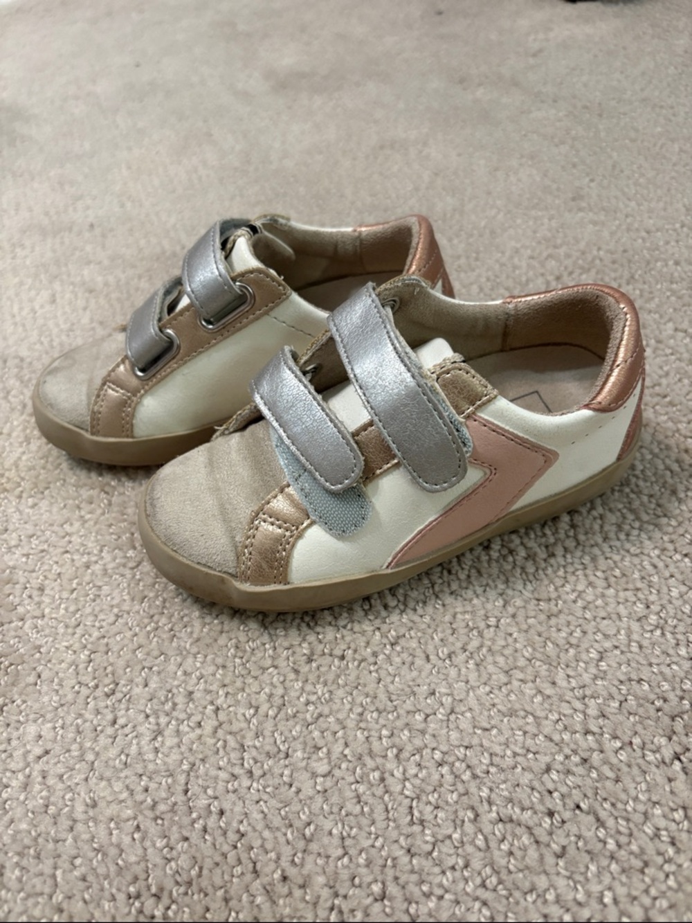 Shu Shop Kids Metallic Pink & Silver Velcro Sneakers Toddler size 8